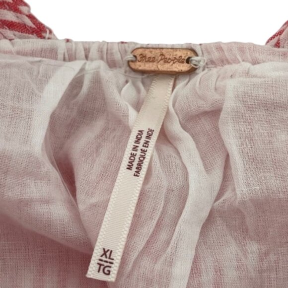 Red  &  White Free People Women's Striped Sleeveless Smocked Tiered Maxi Dress - Picture 3 of 10